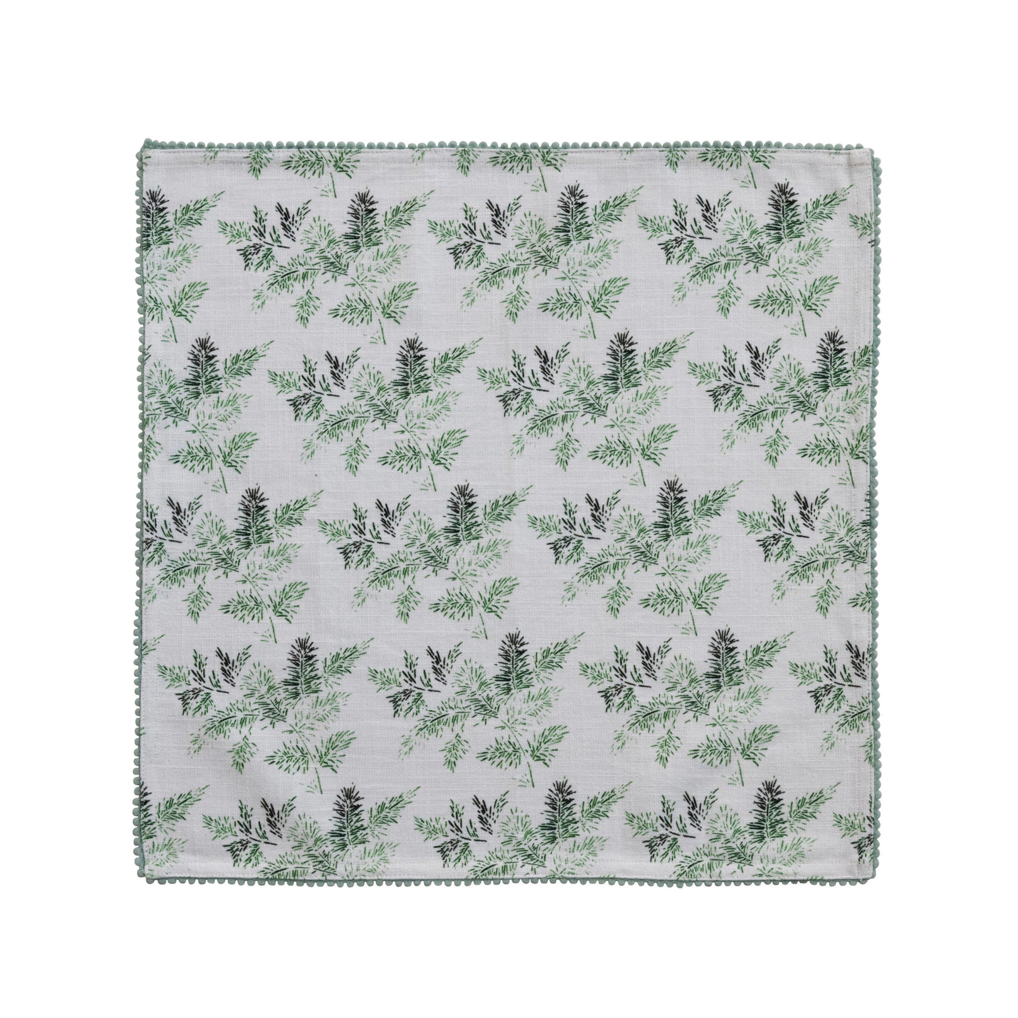 Square Cotton Napkins - Evergreen Print