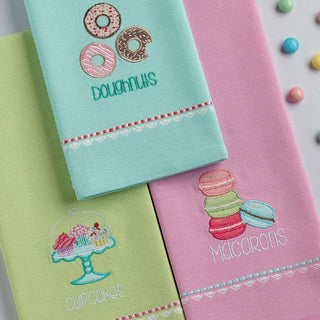 Doughnuts Embroidered Dish Towel