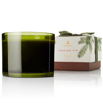 Thymes Frasier Fir Green Glass Candle - 3 Wick