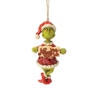 Naughty/Nice Grinch With Sign Hanging Ornament