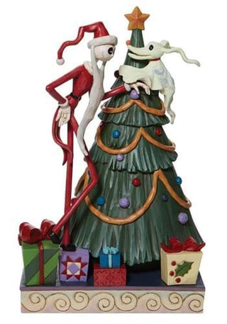 Santa, Jack, and Zero with Tree Statue -- Jim Shore Decking the Halls Falalalala Figurine - Nightmare Before Christmas