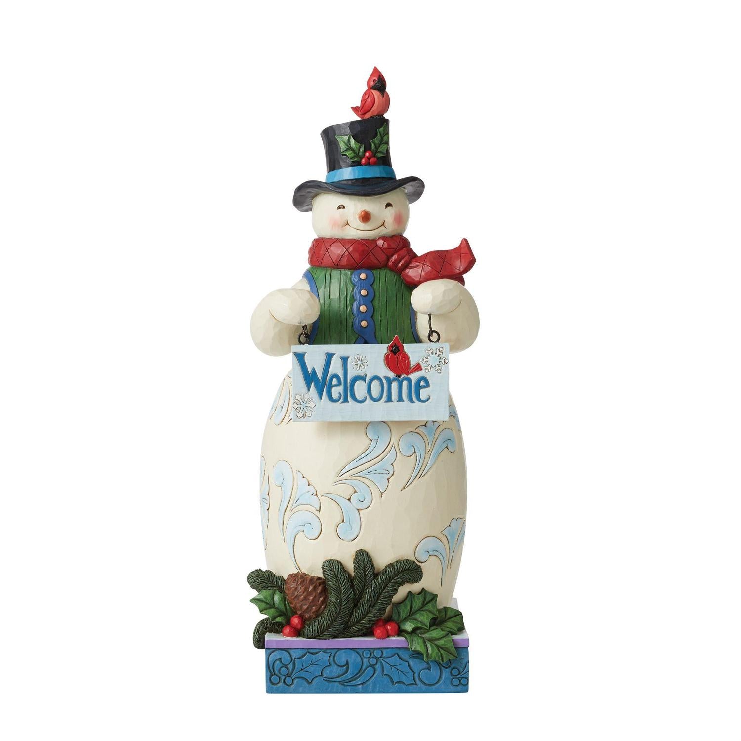 Jim Shore Snowman Statue With 2-Sided Sign