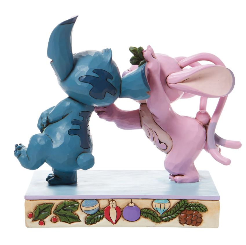 Jim Shore Stitch And Angel Figurine (Mistletoe Kisses)