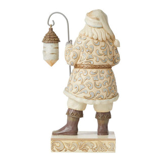 Jim Shore White Woodland Santa With Birch Birdhouse