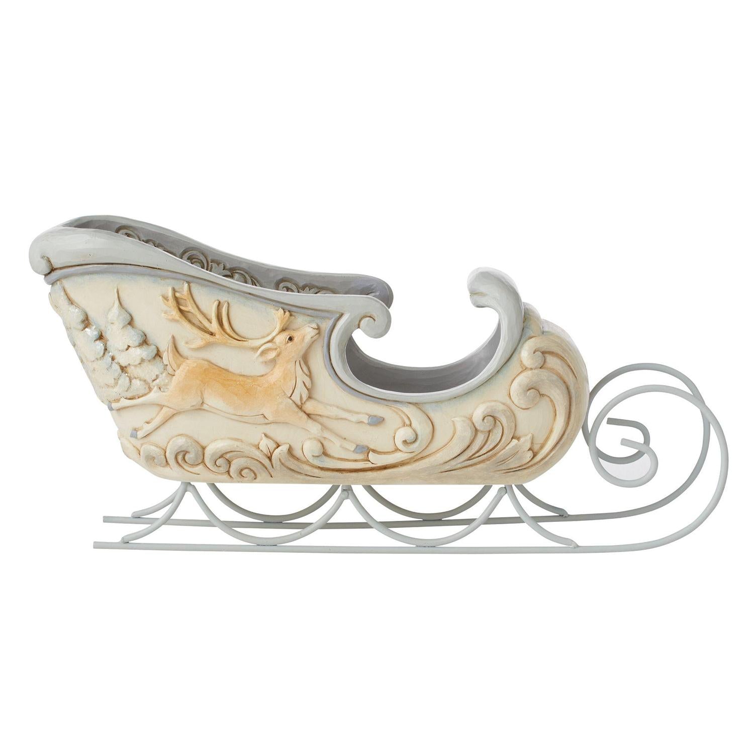 Jim Shore White Woodland Sleigh Centerpiece