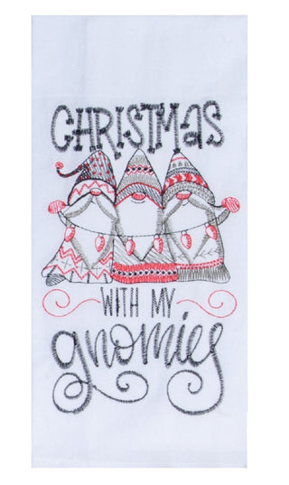 Christmas With My Gnomies Embroidered Flour Sack Towel