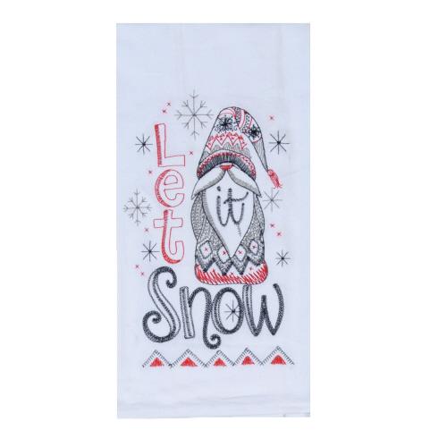 Let It Snow Embroidered Flour Sack Towel