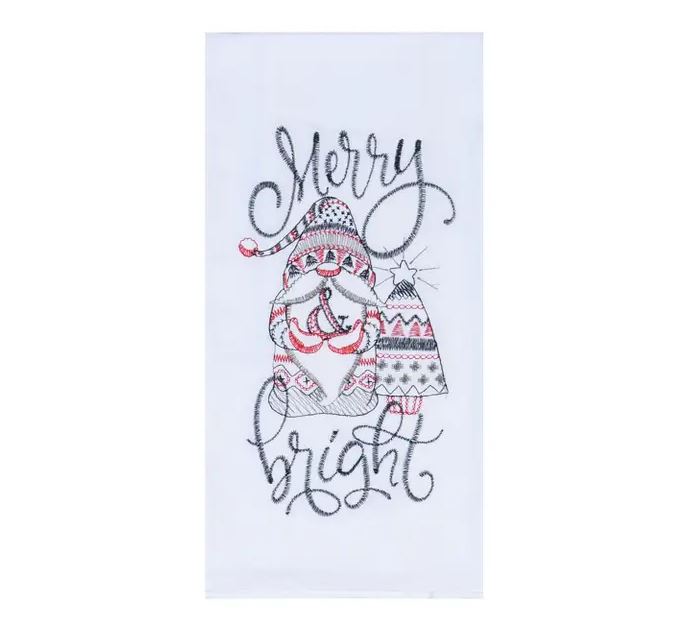 Merry & Bright Embroidered Flour Sack Towel