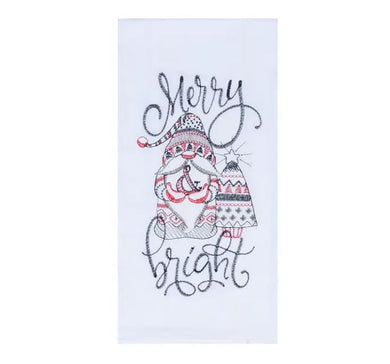 Merry & Bright Embroidered Flour Sack Towel