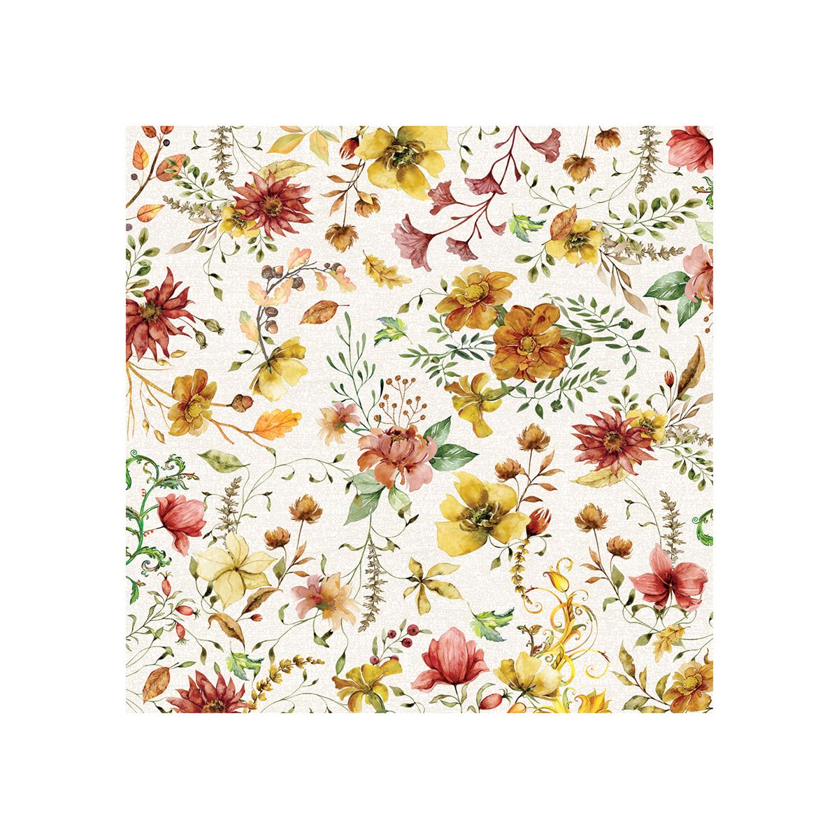 Michel Design Works Fall Leaves & Flowers Square Cotton Tablecloth
