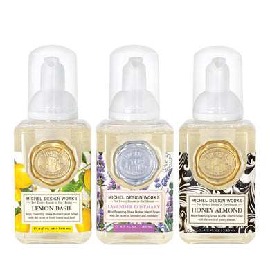 Michel Design Works Mini Foaming Hand Soap Set Lemon Basil, Lavender Rosemary & Honey Almond