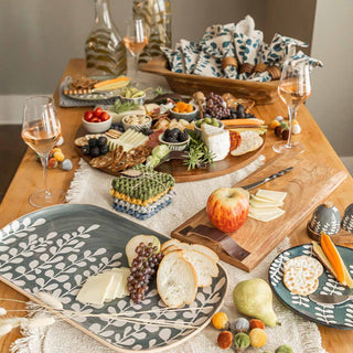 Leaf and Vine Blue Painted Serving Platter