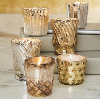 Gold Silver Mercury Votive Glass Candle Holders