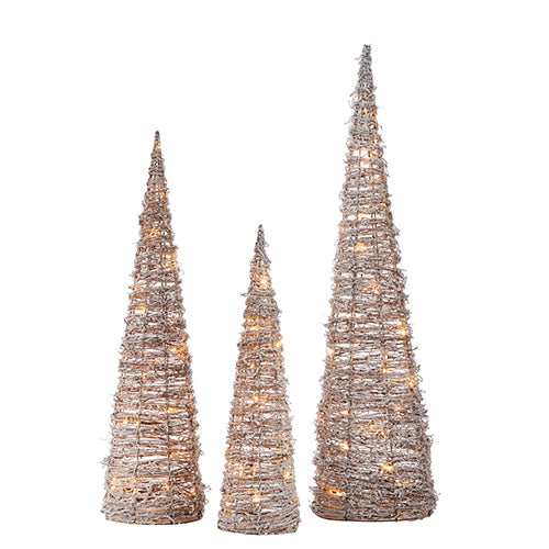 Snowy Lighted Cone Trees