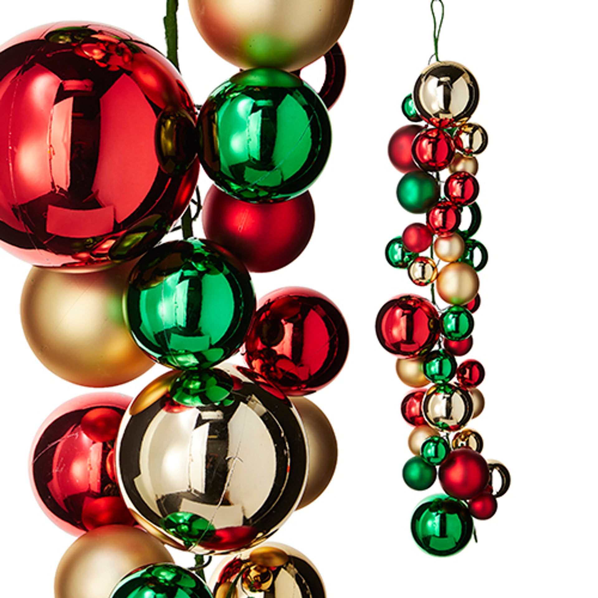 4' Red, Green, and Gold Ball Ornament Garland