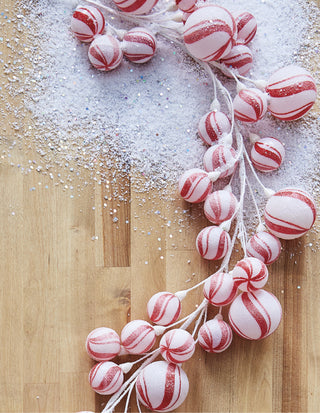 4' Red and White Peppermint Stripe Ball Christmas Garland
