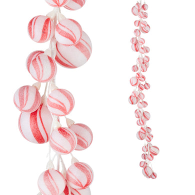 4' Red and White Peppermint Stripe Ball Christmas Garland