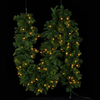 9' Pre-Lit Green Mixed Spruce Christmas Garland With Warm White Lights