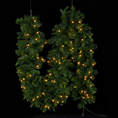 9' Pre-Lit Green Mixed Spruce Christmas Garland With Warm White Lights