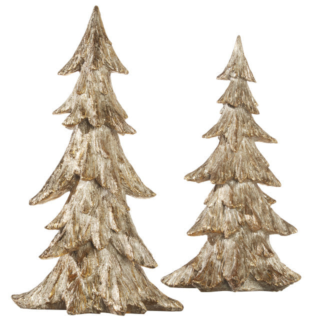 Gold Carved Christmas Tree Decoration - Set of 2