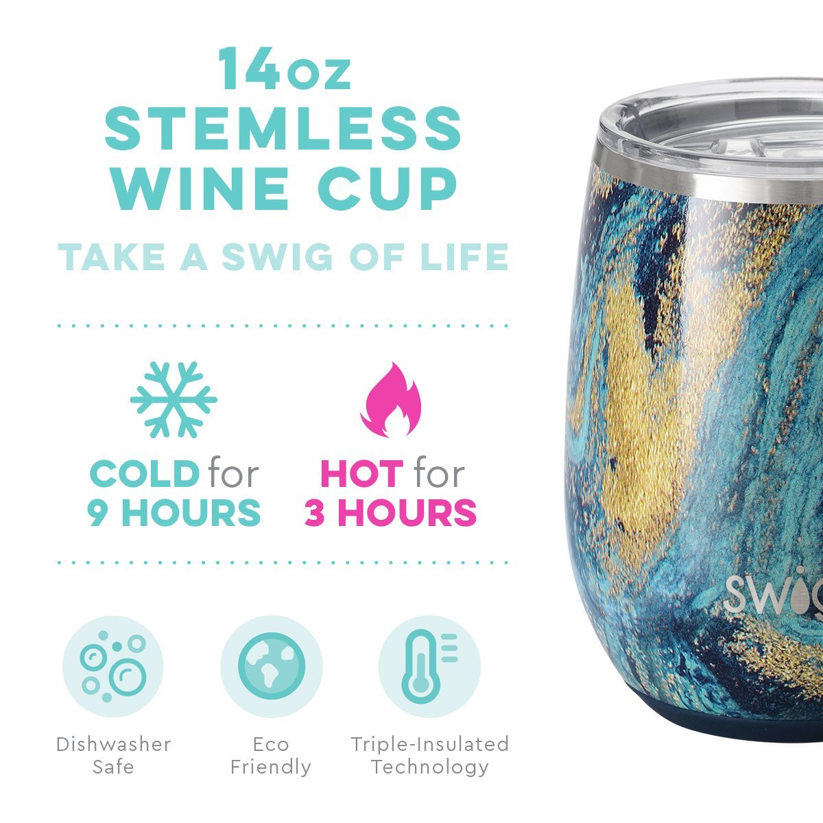 Swig 14 oz Stemless Wine Cup - Starry Night