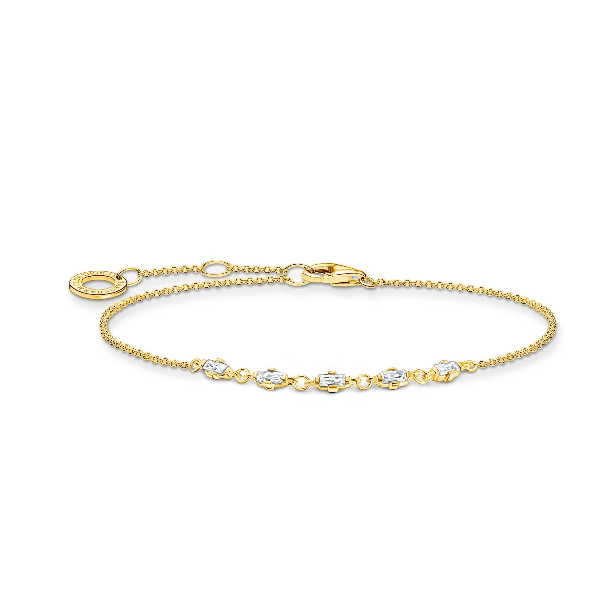 Baguette White Stone Bracelet - Gold