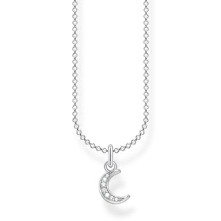 Pavé Crescent Moon Necklace - Silver
