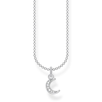 Pavé Crescent Moon Necklace - Silver