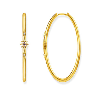 Hoop Earrings With Star - Gold