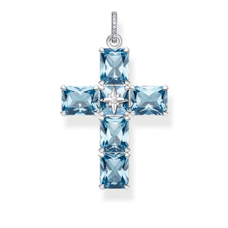 Blue Stone With Star Cross Pendant - Large