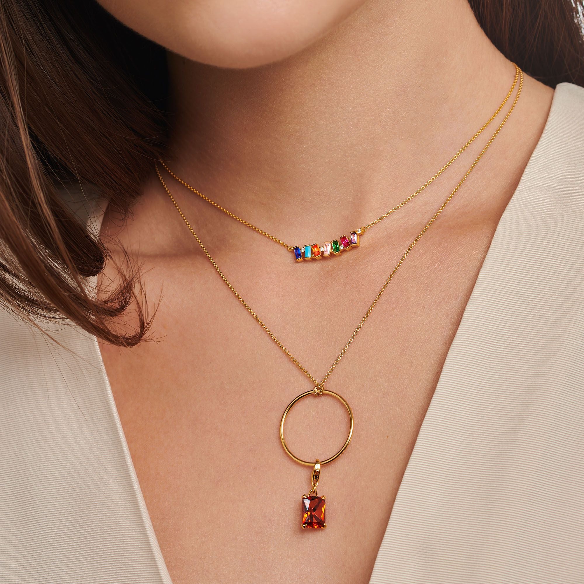 Rainbow Stone Necklace: A Colorful Elegance Statement in Sterling Silv