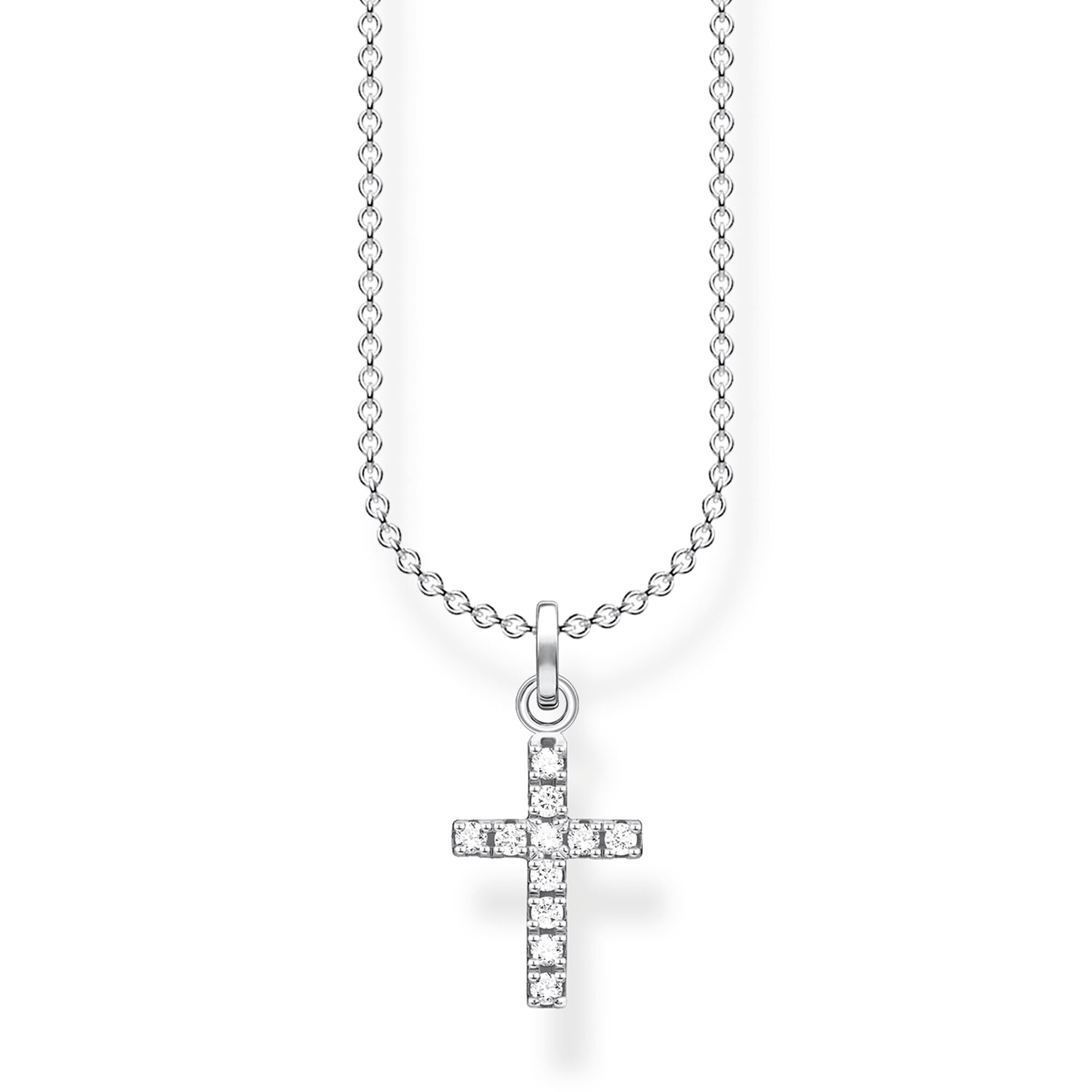 Pavé Cross Necklace - Silver