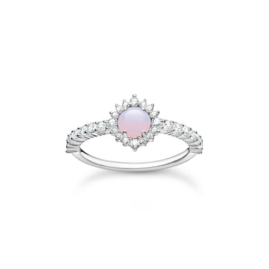 Pink And White Stone Cocktail Ring - Silver