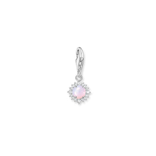 Pink And White Stone Charm - Silver