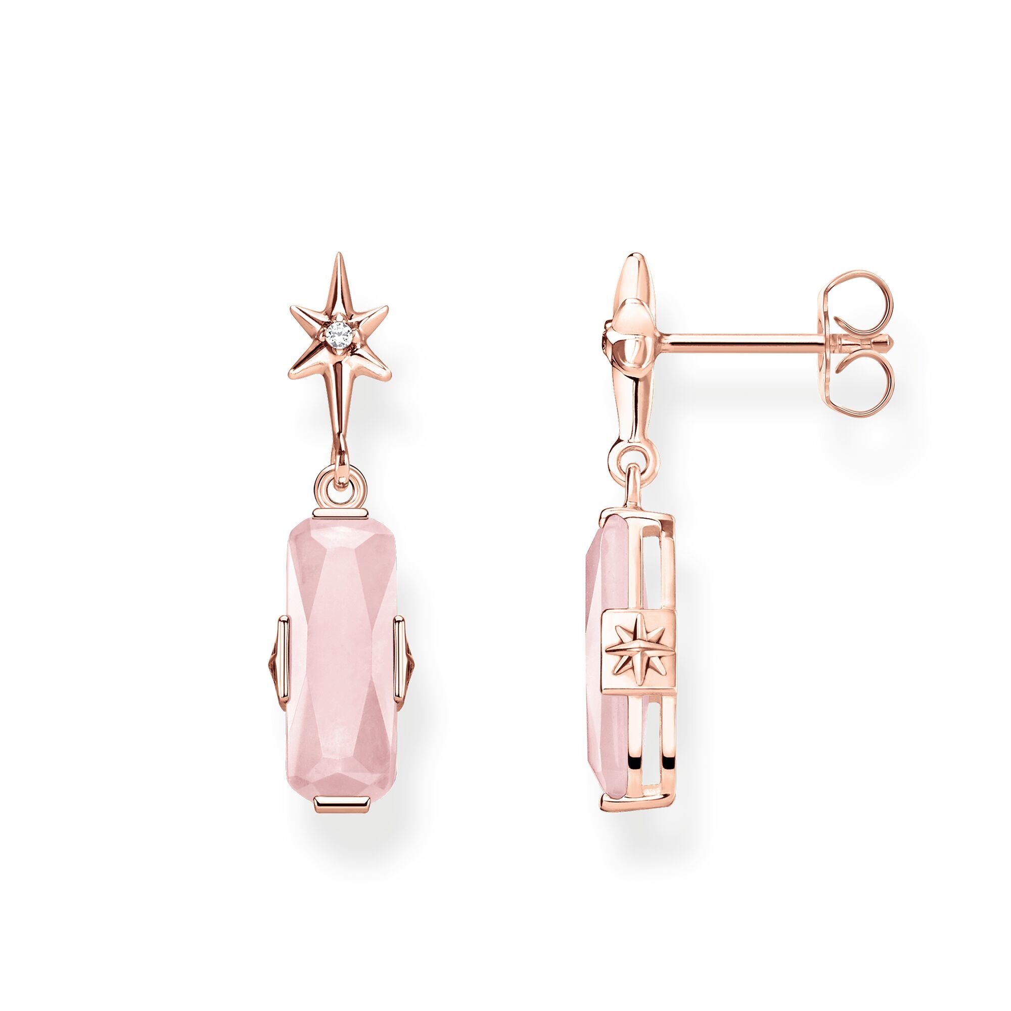 Pink Stone With Star Ear Studs