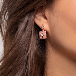 Pink Stone With Star Earrings