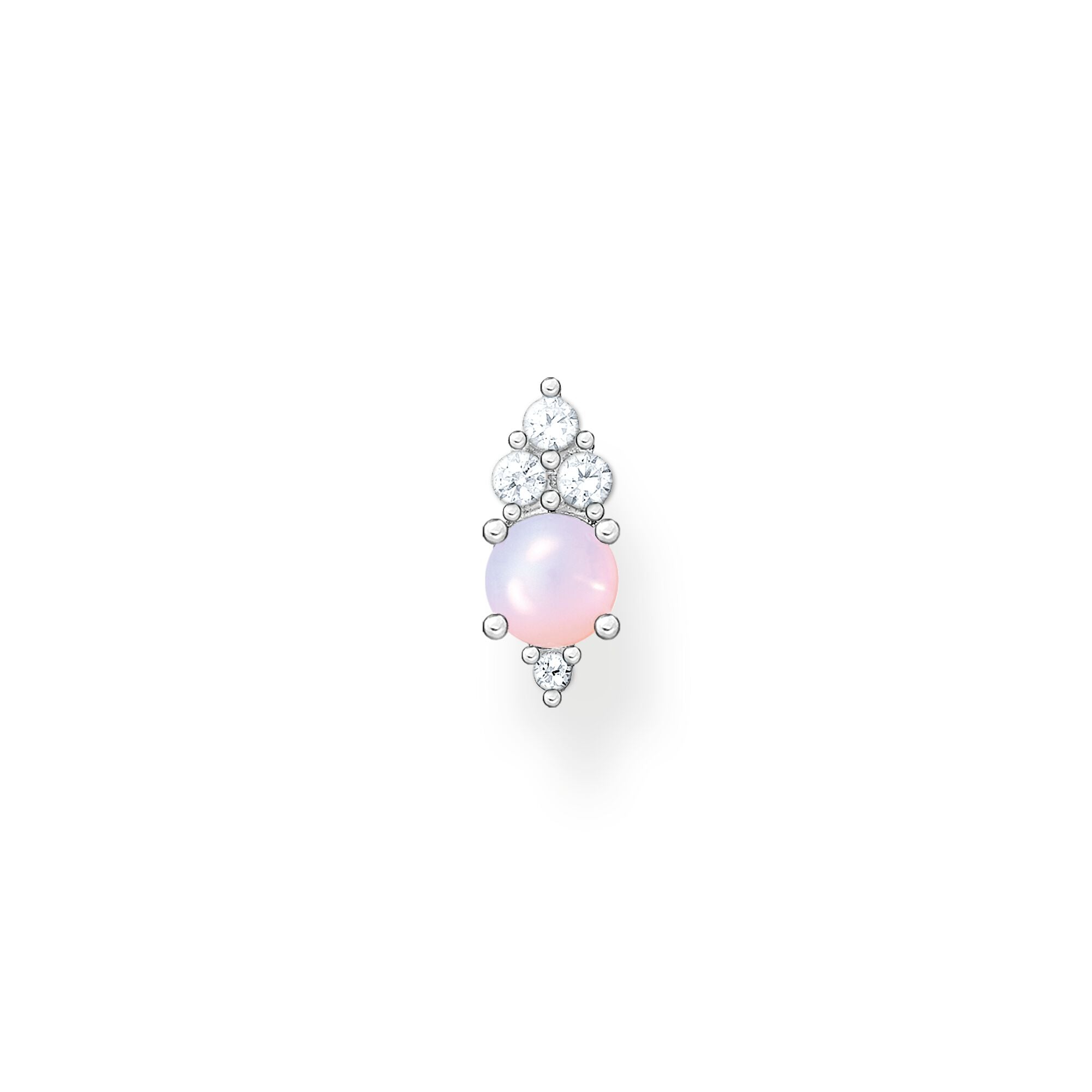 Rose Opal White Stone Ear Stud - Silver