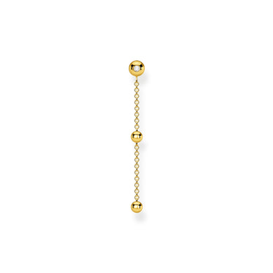 Single Dangle Earring Dots And White Stones - Gold
