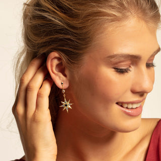Star And Moon Earrings - Gold
