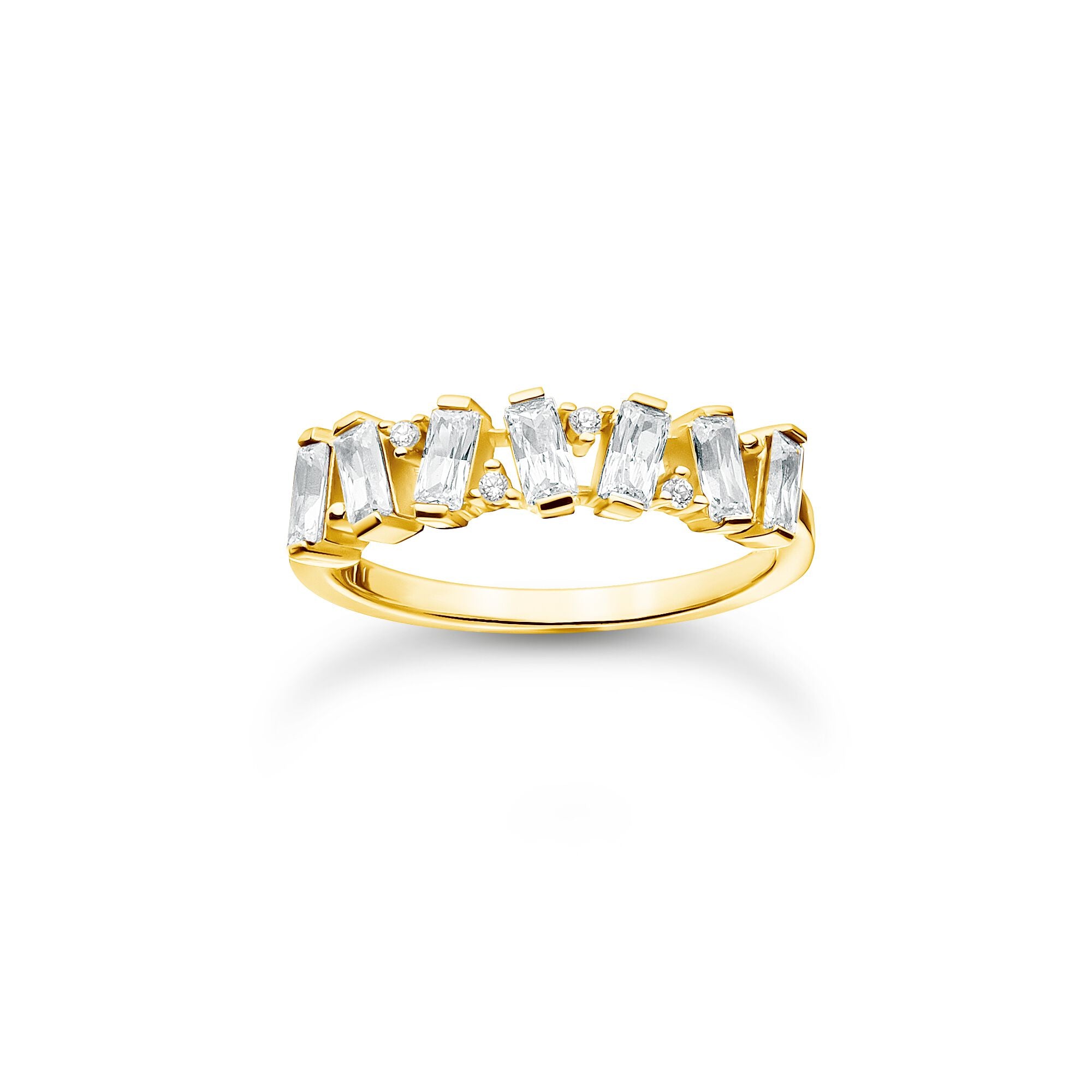 Baguette White Stone Ring - Gold