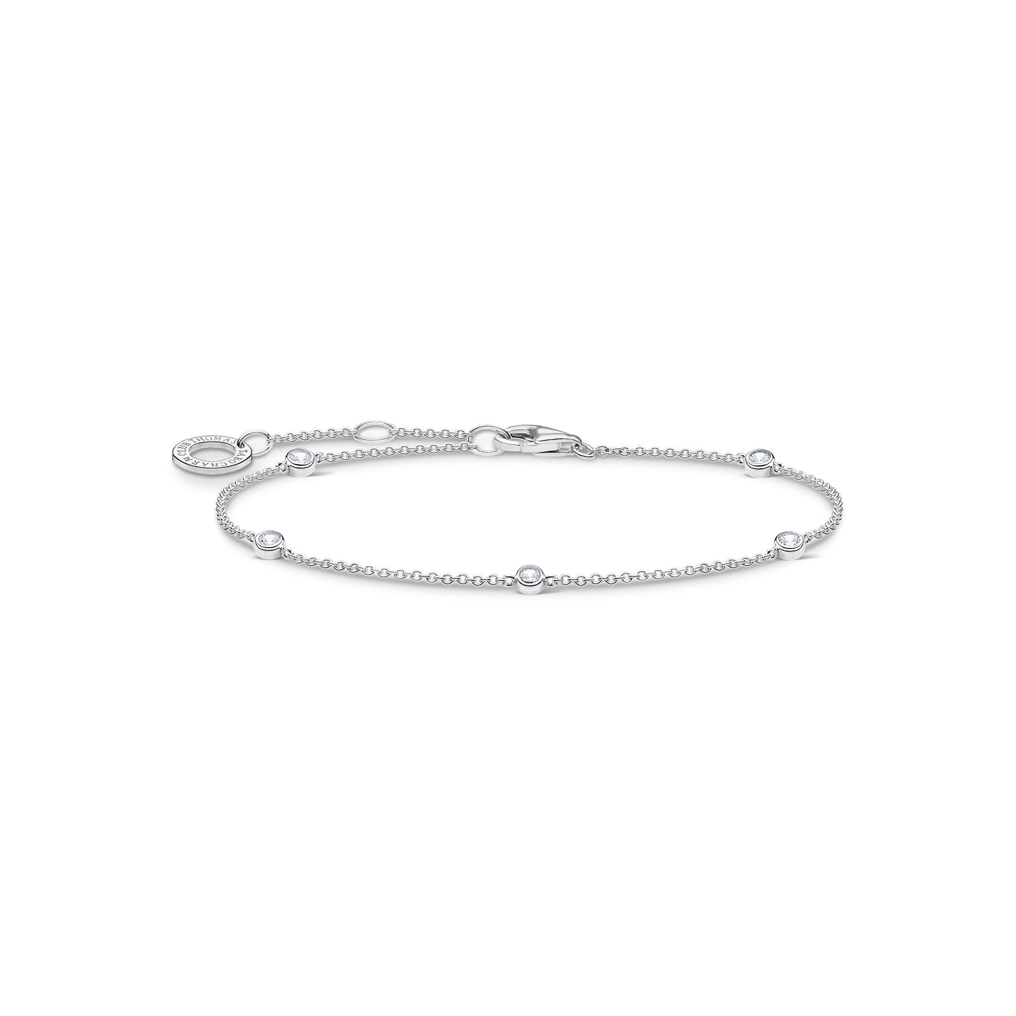Bracelet With White Stones - Silver