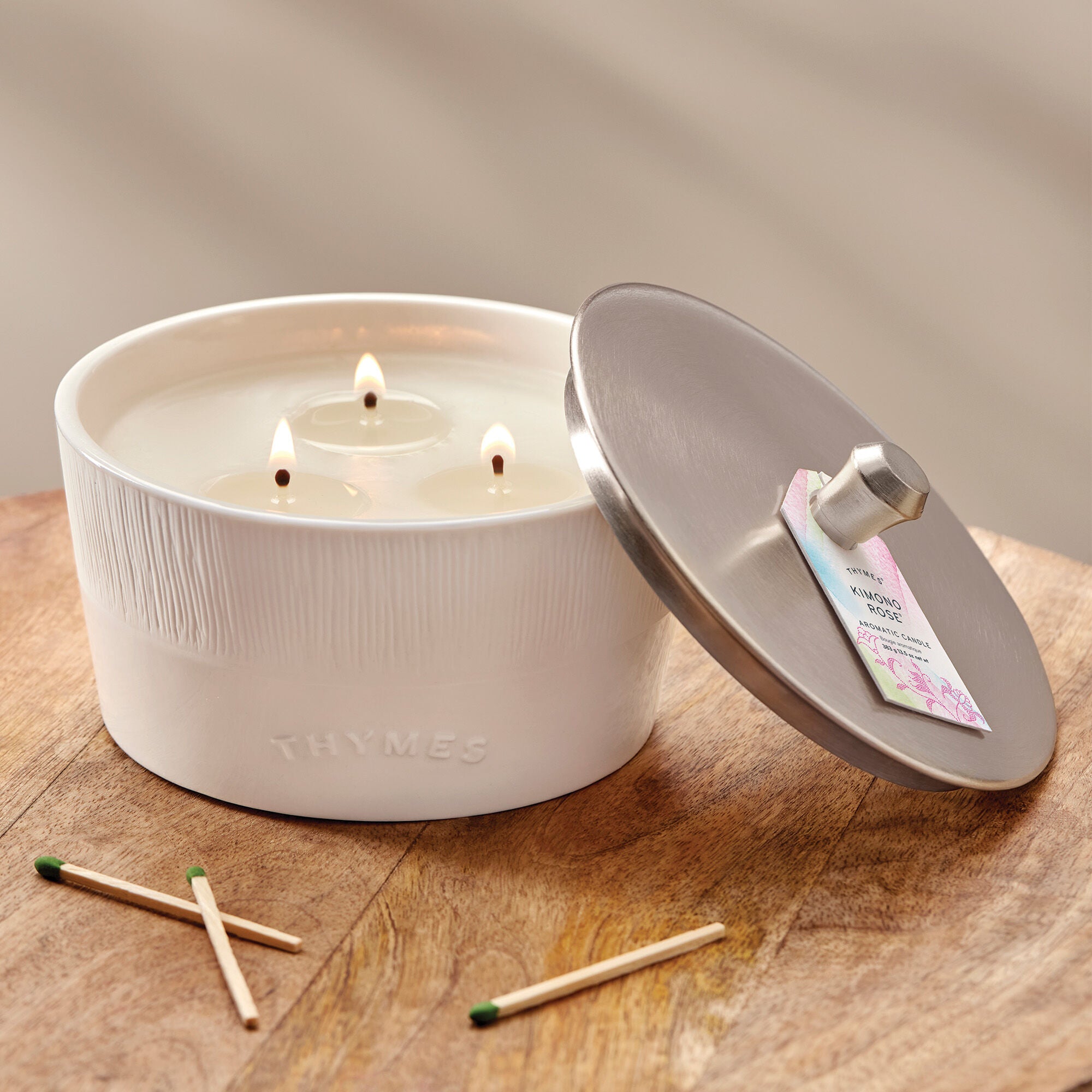 Thymes Kimono Rose Statement 3-Wick Candle